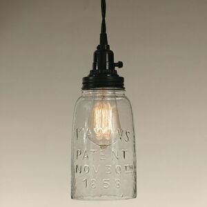 NEW Half Gallon Open Bottom Glass Mason Jar Pendant Lamp Country Light Steampunk